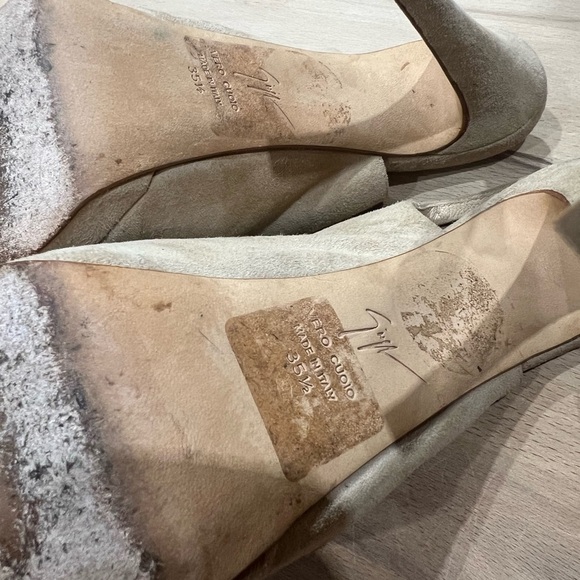 GIUZEPPE ZANOTTI Sharon Beige Suede Peeptoe Pump Size 35.5/ US 5.5 - Picture 9 of 9